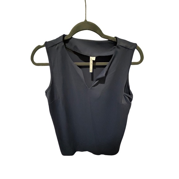 Lulu-B Tops - Lulu-B Navy Blue Sleeveless Notched V-Neck Stretch Top Size Medium